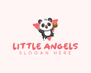 Cute Panda Hamburger  logo design