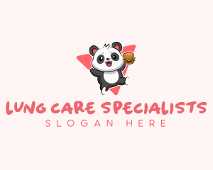 Cute Panda Hamburger  logo design