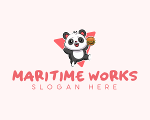 Cute Panda Hamburger  logo design