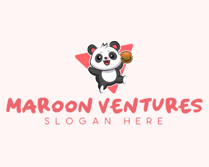 Cute Panda Hamburger  logo design