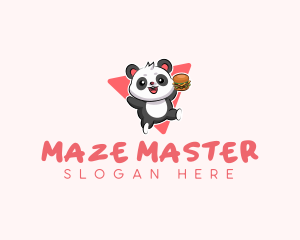 Cute Panda Hamburger  logo design