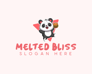 Cute Panda Hamburger  logo design