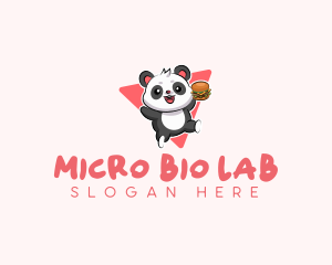 Cute Panda Hamburger  logo design