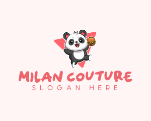 Cute Panda Hamburger  logo design