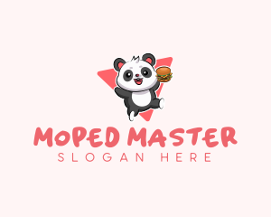 Cute Panda Hamburger  logo design