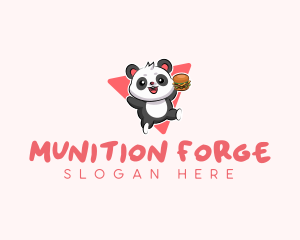 Cute Panda Hamburger  logo design