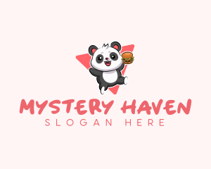 Cute Panda Hamburger  logo design