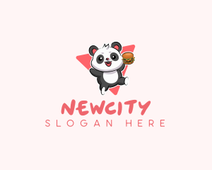 Cute Panda Hamburger  logo design