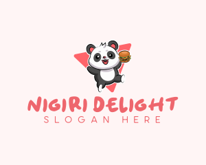 Cute Panda Hamburger  logo design