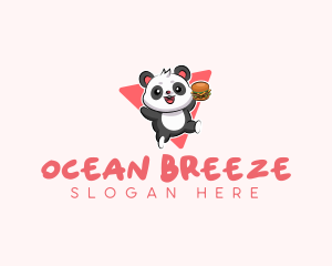 Cute Panda Hamburger  logo design