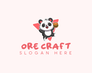 Cute Panda Hamburger  logo design