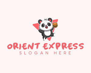 Cute Panda Hamburger  logo design