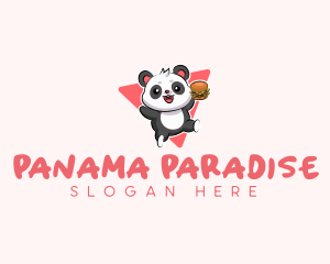 Cute Panda Hamburger  logo design