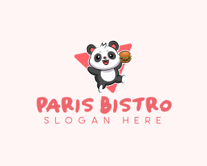 Cute Panda Hamburger  logo design