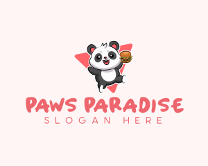 Cute Panda Hamburger  logo design