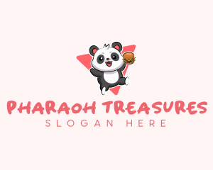 Cute Panda Hamburger  logo design