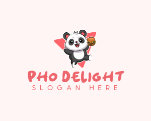 Cute Panda Hamburger  logo design