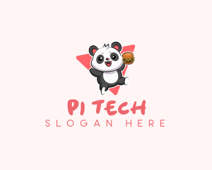 Cute Panda Hamburger  logo design