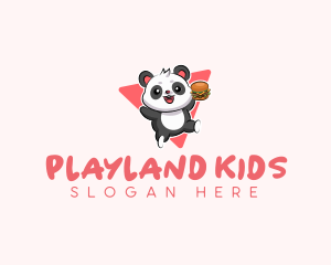 Cute Panda Hamburger  logo design