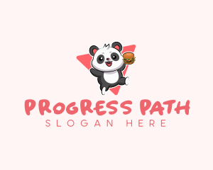 Cute Panda Hamburger  logo design