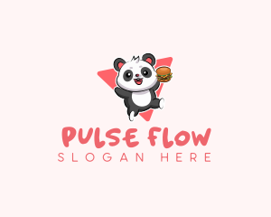 Cute Panda Hamburger  logo design