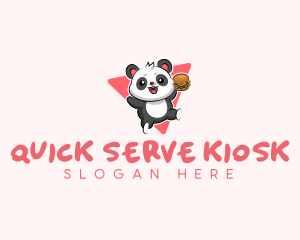 Cute Panda Hamburger  logo design