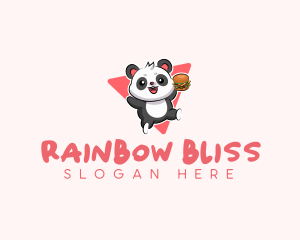 Cute Panda Hamburger  logo design