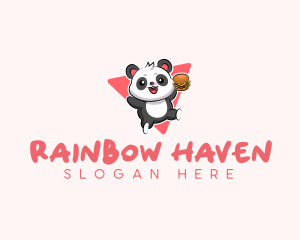 Cute Panda Hamburger  logo design