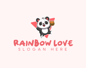 Cute Panda Hamburger  logo design