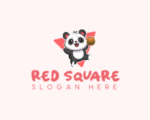 Cute Panda Hamburger  logo design