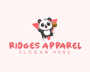 Cute Panda Hamburger  logo design