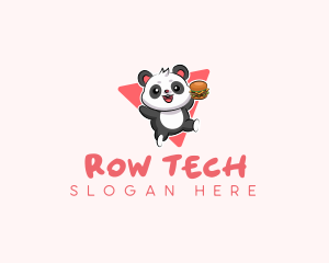 Cute Panda Hamburger  logo design