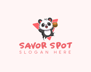 Cute Panda Hamburger  logo design