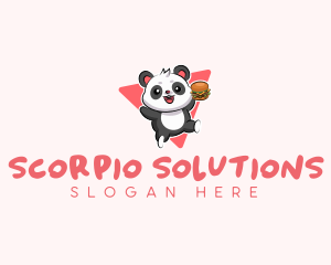 Cute Panda Hamburger  logo design