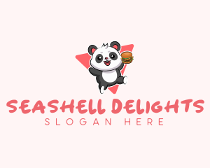 Cute Panda Hamburger  logo design