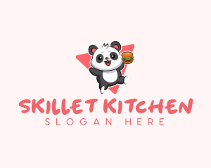 Cute Panda Hamburger  logo design