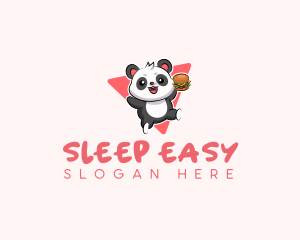 Cute Panda Hamburger  logo design