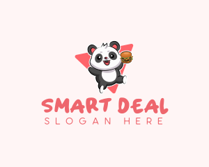 Cute Panda Hamburger  logo design