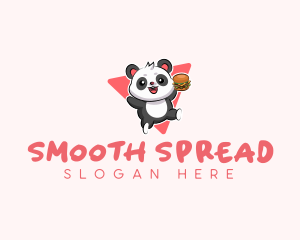 Cute Panda Hamburger  logo design