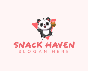 Cute Panda Hamburger  logo design