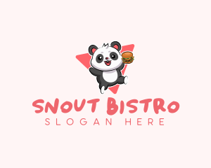 Cute Panda Hamburger  logo design