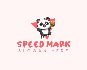 Cute Panda Hamburger  logo design