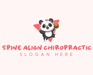 Cute Panda Hamburger  logo design