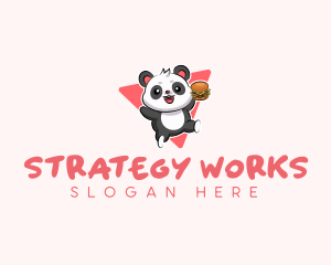 Cute Panda Hamburger  logo design