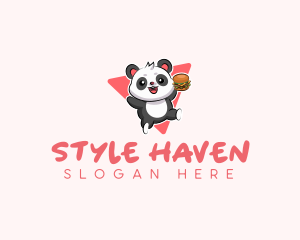 Cute Panda Hamburger  logo design