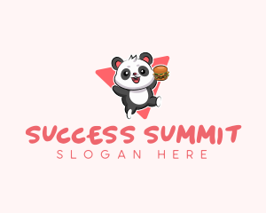 Cute Panda Hamburger  logo design