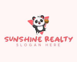 Cute Panda Hamburger  logo design