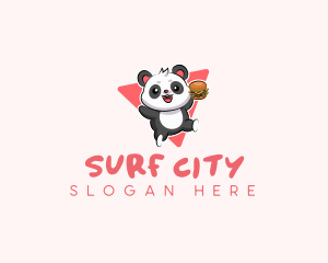 Cute Panda Hamburger  logo design