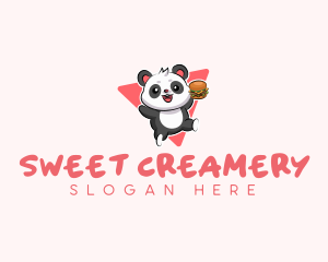 Cute Panda Hamburger  logo design