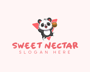 Cute Panda Hamburger  logo design